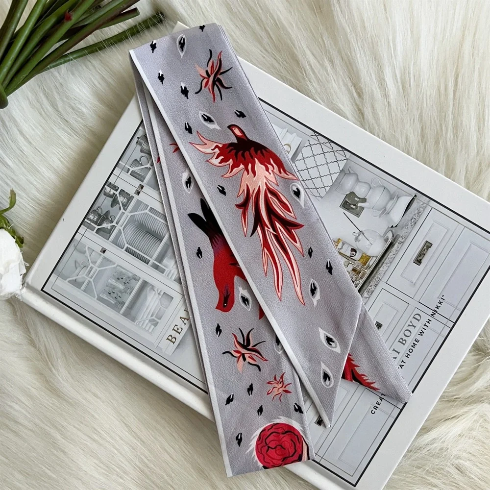 Scarlet Bird Twilly Scarf Bag Handle Satin Wrap